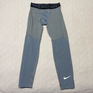Nike Pro Boys Full Length Training Tights Gray Size Large CK4546-091